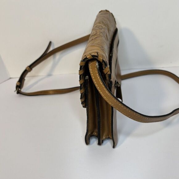 PATRICIA NASH Lanza Tooled Burnished Tan Leather Crossbody Bag Organizer Purse - Picture 6 of 10